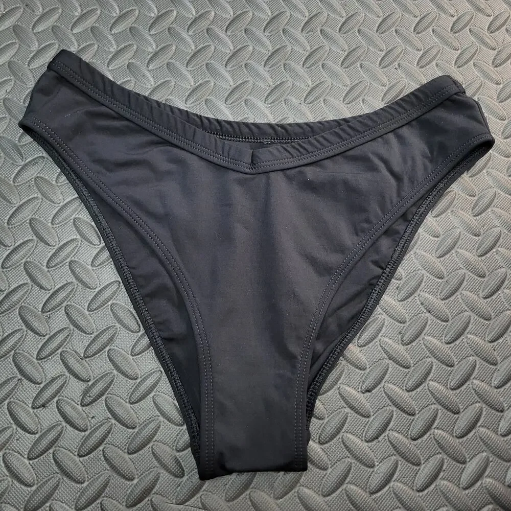 Victoria’s Secret PINK Bikini Bottom Black Logo No Size Tag Swim